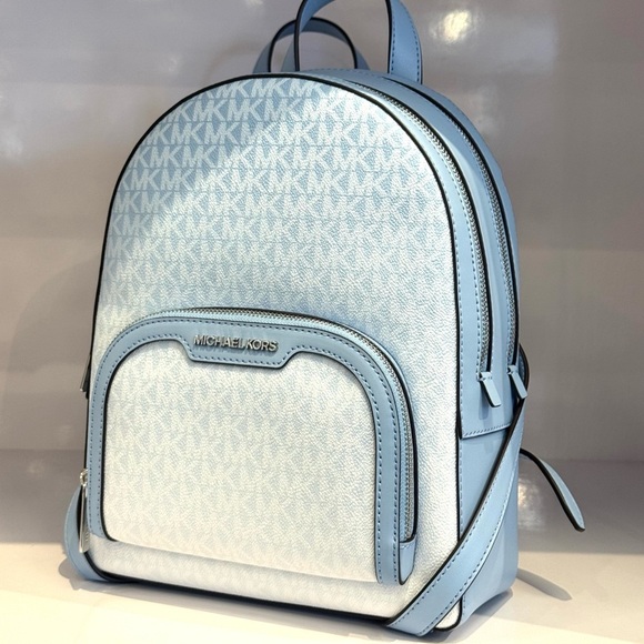 Michael Kors Jaycee Medium Ombré Signature Logo Backpack Light Sky Blue - Picture 5 of 11